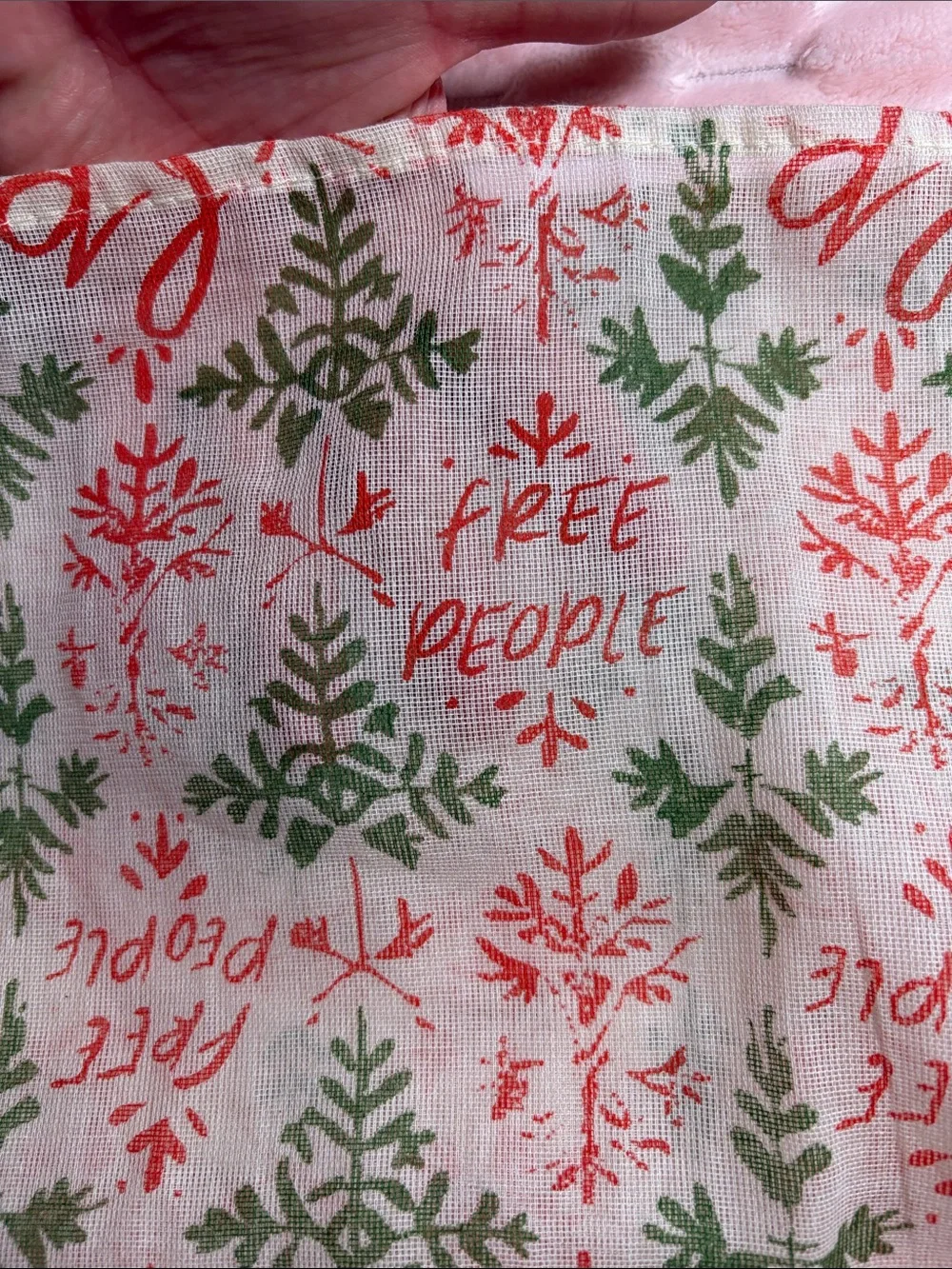 Free People Green & Red Print Tote